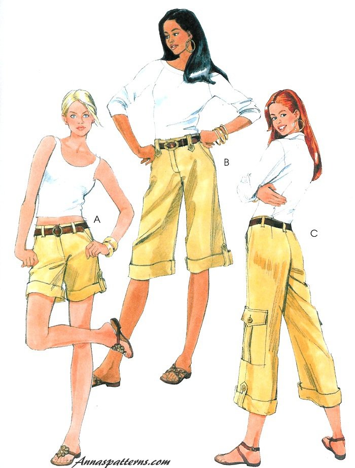 Easy Cargo Shorts Pants Capri Sewing Pattern Summer Spring Hiking Patch