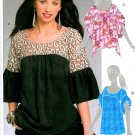 Pullover Top Sewing Pattern Butterfly Sleeve Trendy Hipster Shaped Hem Yoke Easy 5754 6-12