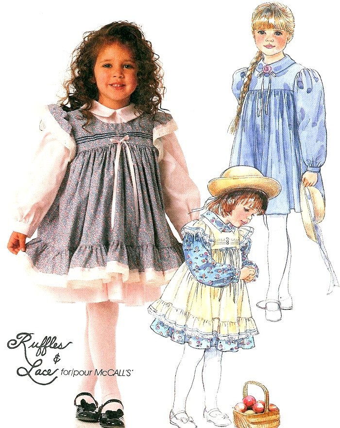 Pinafore Dress Sewing Pattern Ruffles Prairie Full Gathered Lace ...