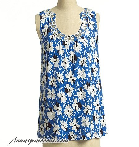 Sleeveless Top Sewing Pattern Trendy Retro Hipster Round V-neck Loose