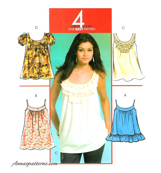 Pullover Top Sewing Pattern Tunic Trendy Sleeveless Tank Baby Doll Easy ...