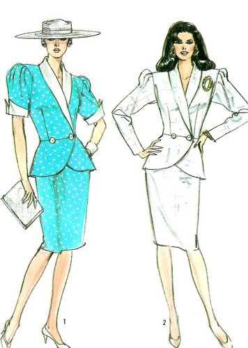 Vintage Sewing Pattern Retro Suit Peplum Jacket Skirt Shawl Collar Sexy Fitted 80's 10-14 9017