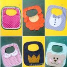 Baby Bib Sewing Pattern Boy Girl Flower Teddy Bear Crown Bow Tie 6 Designs Easy Handcrafted 4533