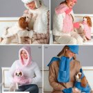 Women's Winter Hats Scarf Dog Clothing Sewing Pattern Ball Cap Rain Fudd Matching Pet Clothes 4316