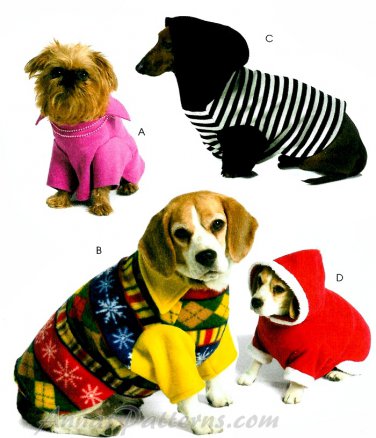 Dog Pet Jacket Sewing Pattern Sweater Clothing Coat Hoodie Pullover Easy XS S M Fleece 5544
