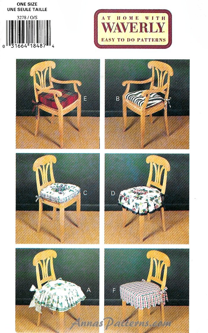 Easy Seat Cushions Sewing Pattern Chair Pads Dining Kitchen Office