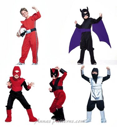 Boys Halloween Costume Sewing Pattern Batman Ninja Super Hero Race Car Power Ranger 4951 3-6