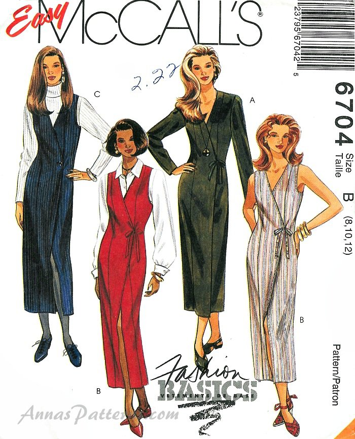 Wrap Dress Jumper Sewing Pattern Vintage Long Sleeve Sleeveless Trendy Retro Slim Fit 812 6704