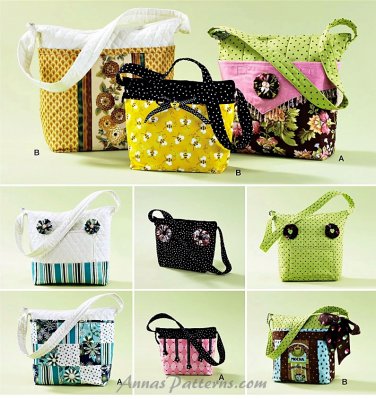 Handbag Tote Sewing Pattern Quilted Patchwork Bucket Long Handle 2277