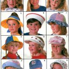 Child Hats Sewing Pattern Sun Beanie Sailor Bonnet Beret Ball Cap Visor Vintage 4-6 7984