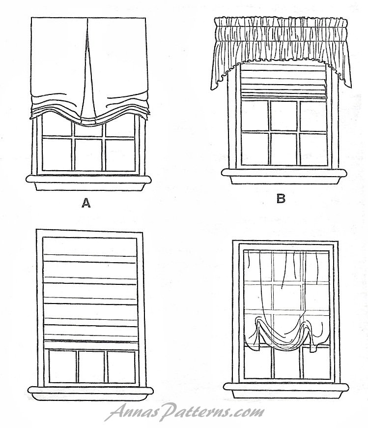 Easy Window Shades Sewing Pattern Roman Folded Pleated Balloon Festoon
