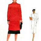 Vintage Vogue Long Coat Skirt Sewing Pattern Double Breasted Straight Stand Up Collar 12 2347