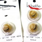 La Petite Vintage Buttons Clear Stacked Tan Caramel Celluloid Card 7/8 Metal Shank Holland Lot 3