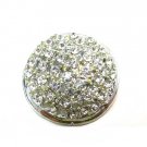 Round Rhinestone Metal Button Vintage Silver Pave Glass Stones Large 1 Inch Coat Jacket Craft Sewing