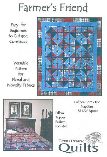 Farmers Friend Quilt Sewing Pattern Easy Full Size Lap Blanket Pillow Sham Easy Country Prim