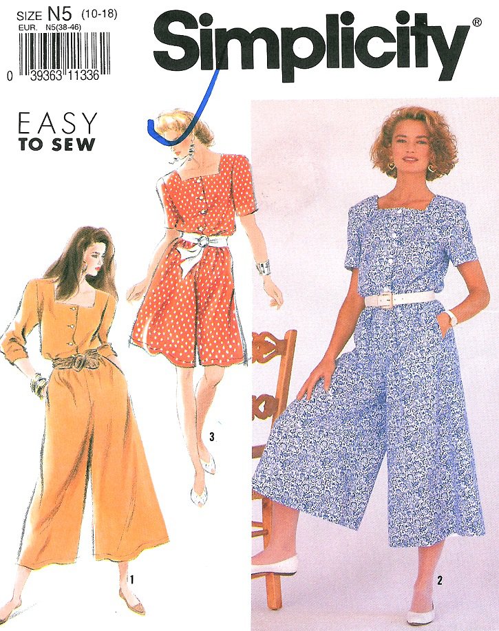 Culotte Jumpsuit Dress Sewing Pattern 2 Lengths Square Neck Easy Short ...