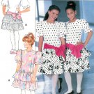 Girls Drop Waist Dress Sewing Pattern Ruffle Fitted Bodice Short Pouf Sleeve Vintage 7-10 3750