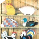 Vintage Sewing Pattern Farm Animals Cat Pig Rabbit Duck Hen Rooster Pillows Stuff Toy Display 5684