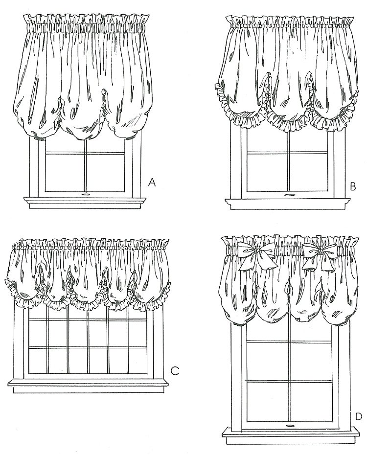 Balloon Valance Shade Sewing Pattern Curtain Window Treatment Topper Drape Easy 4620
