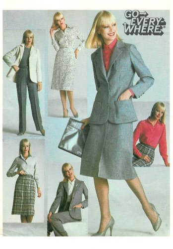Tailored Suit Sewing Pattern Skirt Jacket Shirt Pants Vintage Slim Leisure  80s 14 9715