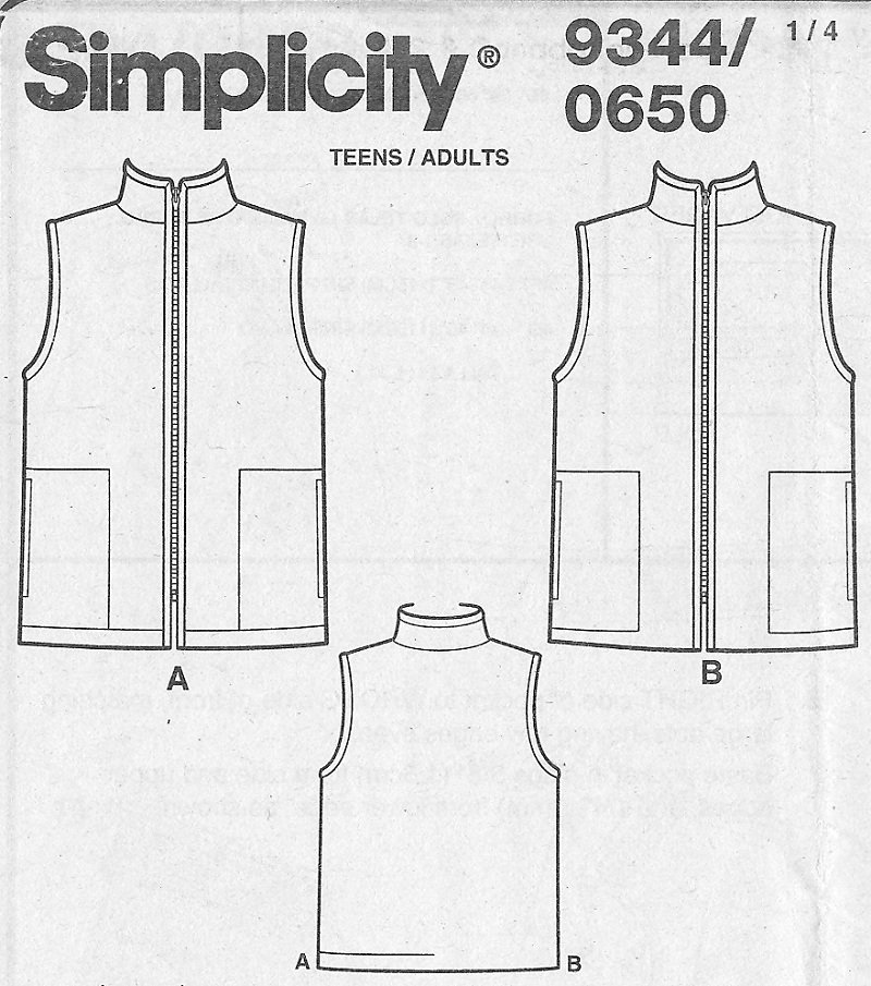 Easy Vest Sewing Pattern Zipper Front Fleece Quilt Ski Winter Outerwear ...