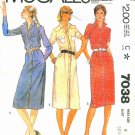 Misses Shirt Dress Sewing Pattern Vintage Button Snap Front Long Short Sleeve Yokes 6 7038