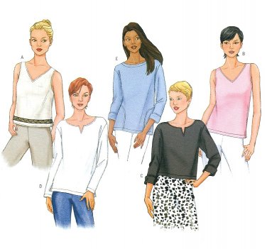 Easy Pullover Tops Sewing Pattern Tanks Crop Round V-neck Suits Casual 12-16 6943