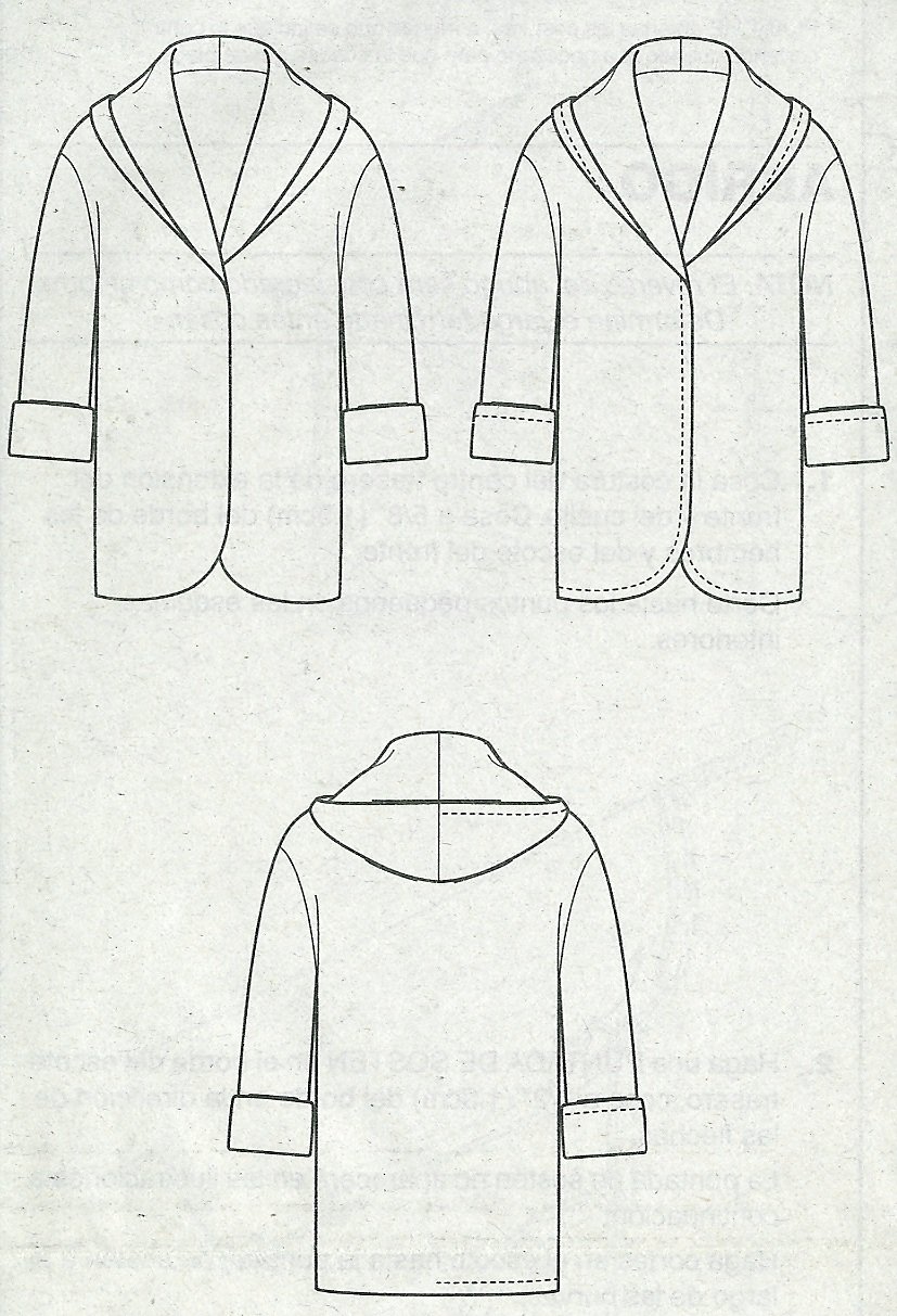 Easy Shawl Collar Coat Sewing Pattern Lined Hood Loose Fit Cuff Sleeve