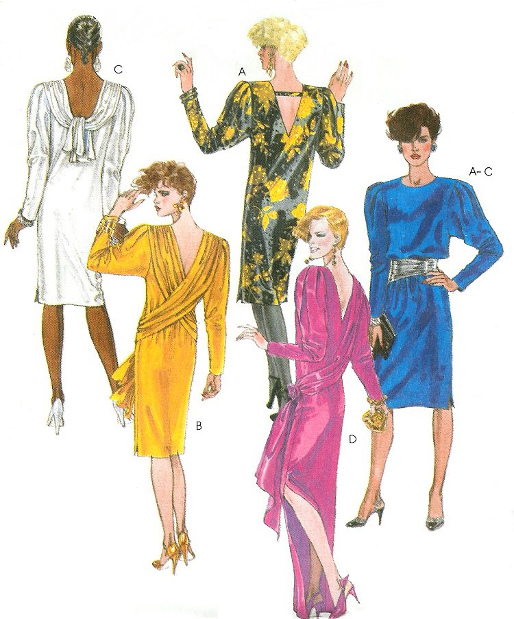 Draped Dress Sewing Pattern Disco Retro Mod 80s Scarf Easy Evening ...