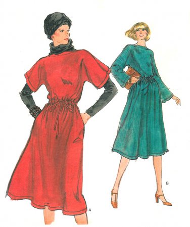 Vintage Vogue Sewing Pattern Dolman Sleeve Dress Kimono 70s Retro Mod Below Knee 12 9576