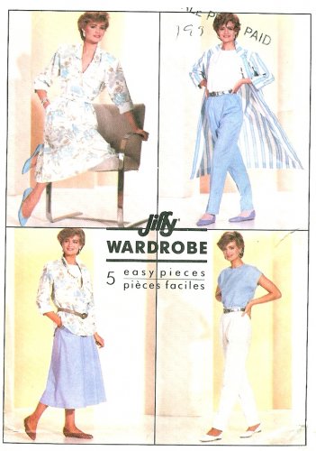 Misses Wardrobe Sewing Pattern Long Unlined Jacket Duster Coat Pants Skirt Top Vintage 12 7881