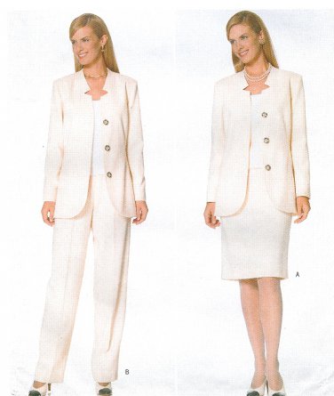 Misses Tailored Suit Sewing Pattern Jacket Skirt Pants Tank Princess Seams Unlined 8 10 12 5369