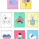 Garden House Flags Banners Sewing Pattern Balloons Baby Heart Snowman Easter Bunny Halloween 5405