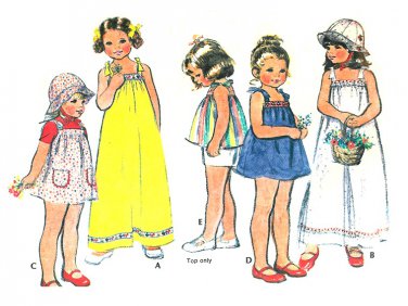 Girls Sundress Dress Sewing Pattern Vintage Top Jumper Tie Shoulder Easy Sz 6 5064