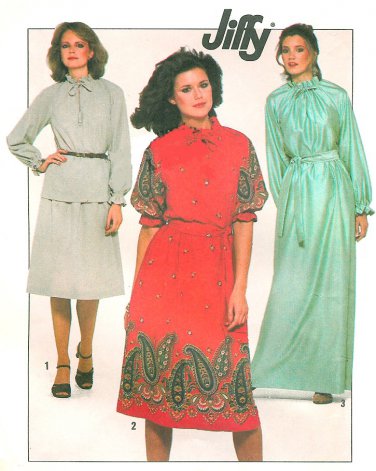 70s Retro Top Skirt Sewing Pattern Ruffle Tie Neckline Maxi Knee Length Loose Fit Disco 12 8309