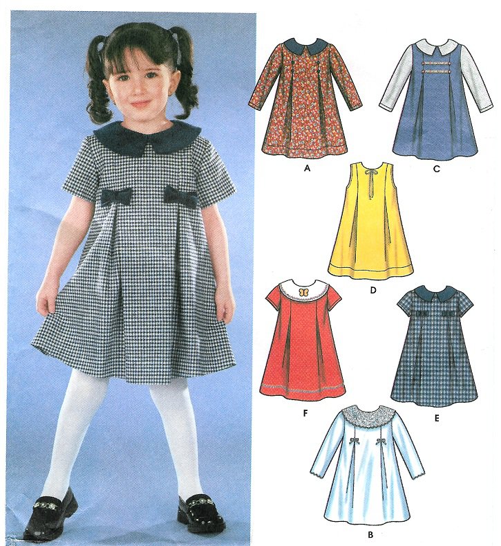 Toddler Girls Front Pleat Dress Sewing Pattern Easy Jumper ...