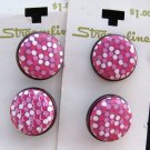 Pink Polka Dot Buttons Vintage Plastic Raspberry Cranberry Lot 7/8 Inch Streamline Sewing Craft