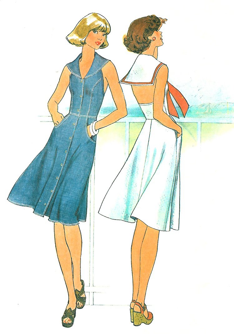 Halter Dress Sewing Pattern Sailor Nautical Beach Princess Seams Flared ...