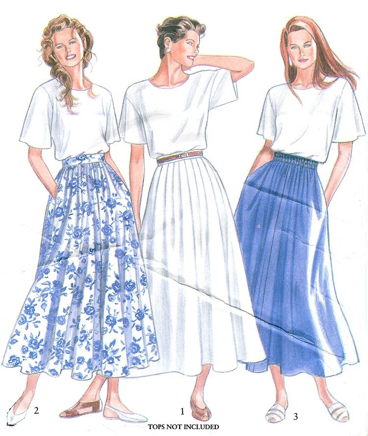 Long Gathered Skirt Sewing Pattern 820 Above Ankle Pockets Easy 6560