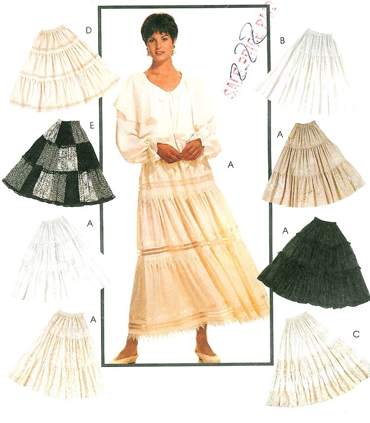Broomstick Tiered Skirt Sewing Pattern 10 14 Boho Hipster Gypsy Easy