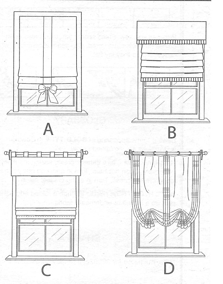 Roman Shade Sewing Pattern Soft Fold Baloon Valance Topper Pole Tab Top