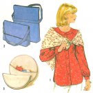 Long Raglan Sleeve Top Sewing Pattern Button Easy 12 Messenger Bag Round Handbag Scarf Vintage 8634