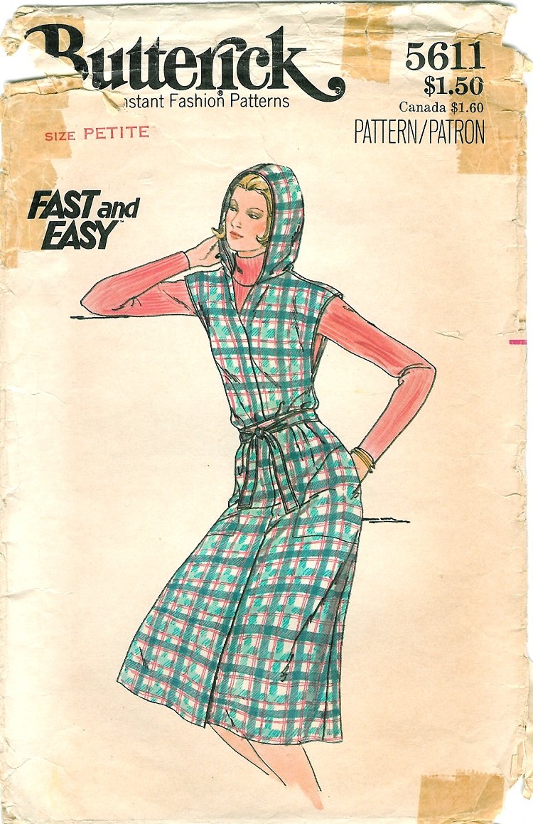 Hooded Dress Sewing Pattern 6 Vintage Pullover Jumper Sleeveless Easy 5611