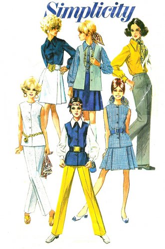 60s Sewing Pattern Mod Wardrobe 10 Vest Jacket Top Pants Short Skirt Pantsuit 8045