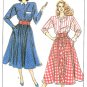 Button Front Dress Sewing Pattern 6/8 Vintage Flared Skirt Long Sleeve Lucy Below Knee 9014