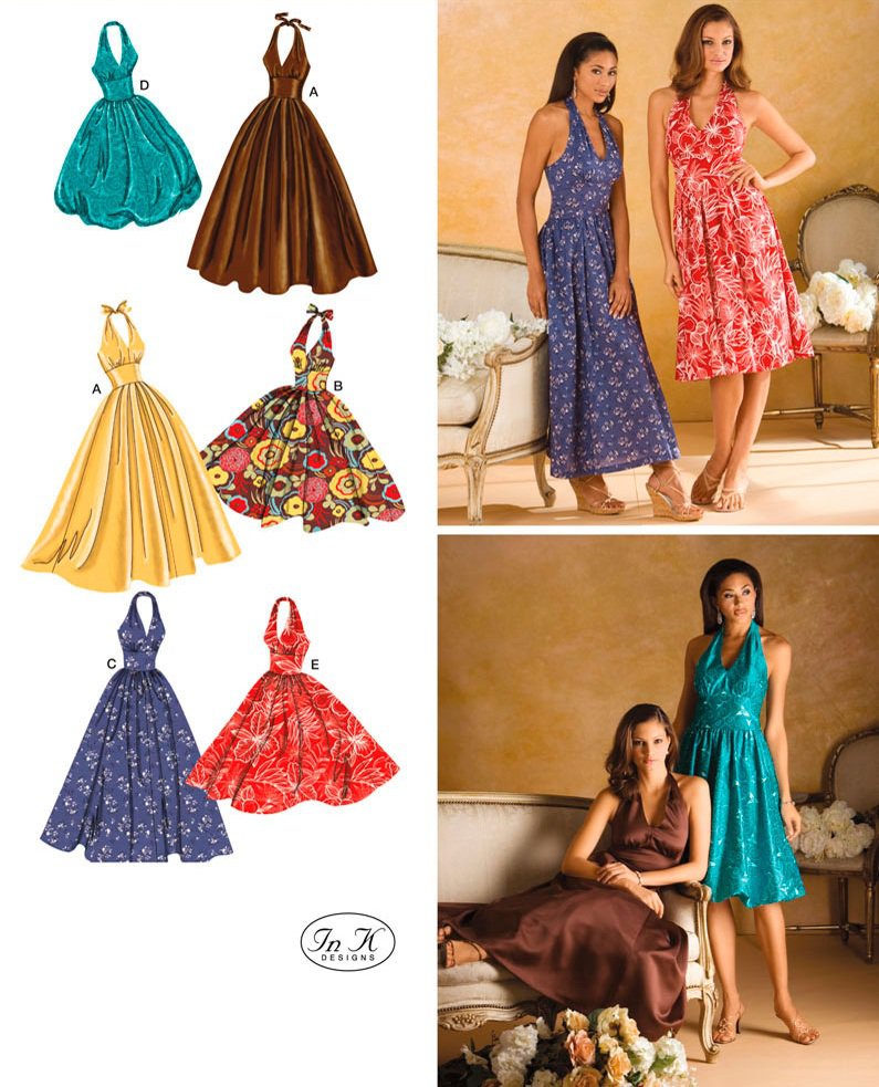 Halter Dress Sewing Pattern Plus 1422 Prom Formal Evening Party Bubble