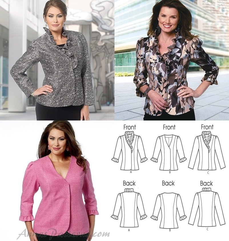 Lined Jacket Sewing Pattern XSXL Ruffle Princess Seam Dress Coat Easy 5720