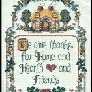 Counted Cross Stitch Kit We Give Thanks For Home Hearth Friends 8 x 10 14 Ct Aida
