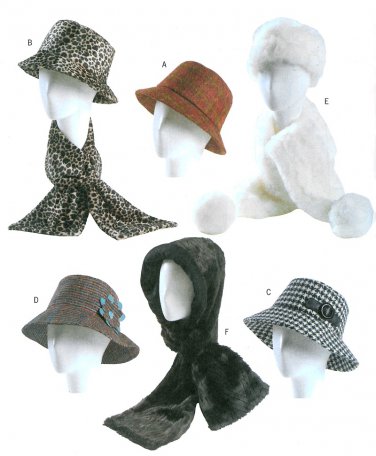 Women's Hats Sewing Pattern Bucket Fedora Floppy Headwrap Scarf Winter Rain 4366