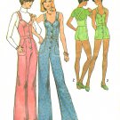 Easy Jumpsuit Overalls Sewing Pattern Sz 10 Hippie Pant Shorts Wide Leg Fitted Suspender 70s 6904